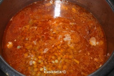 etli yeşil mercimek su